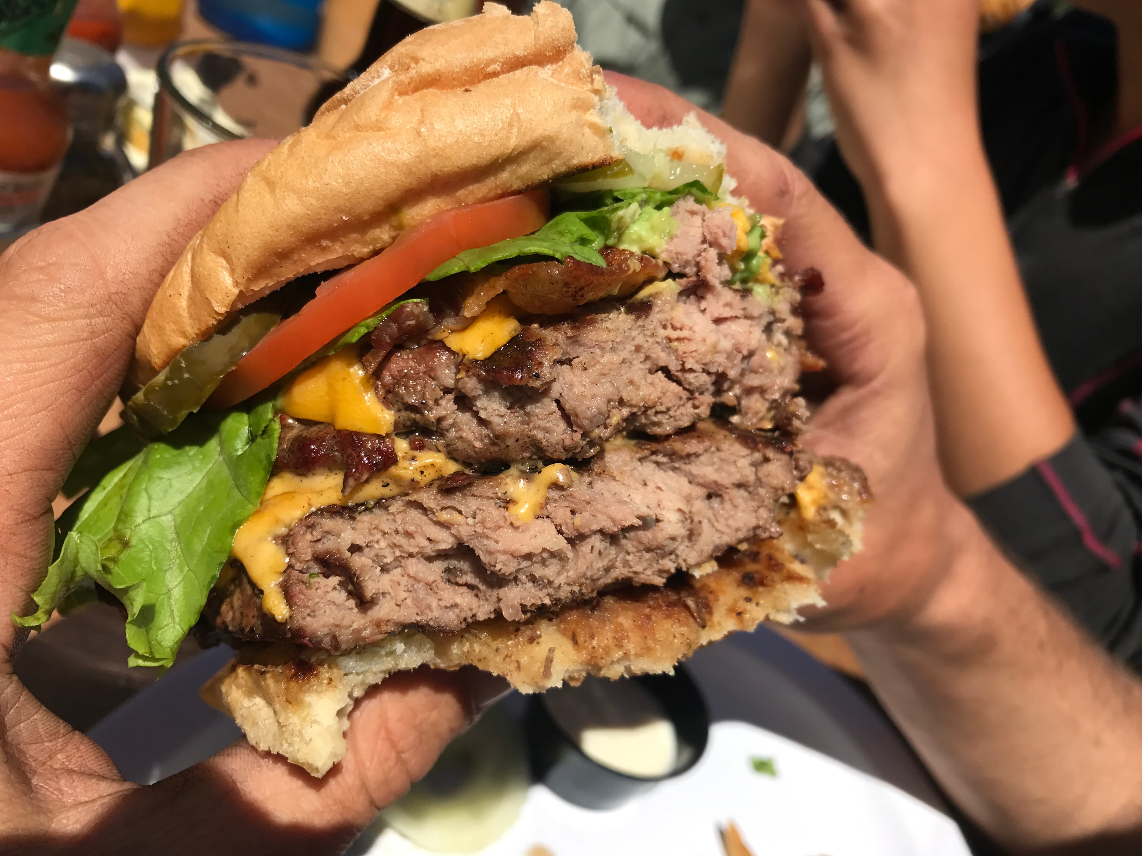 A well-earned burger feast