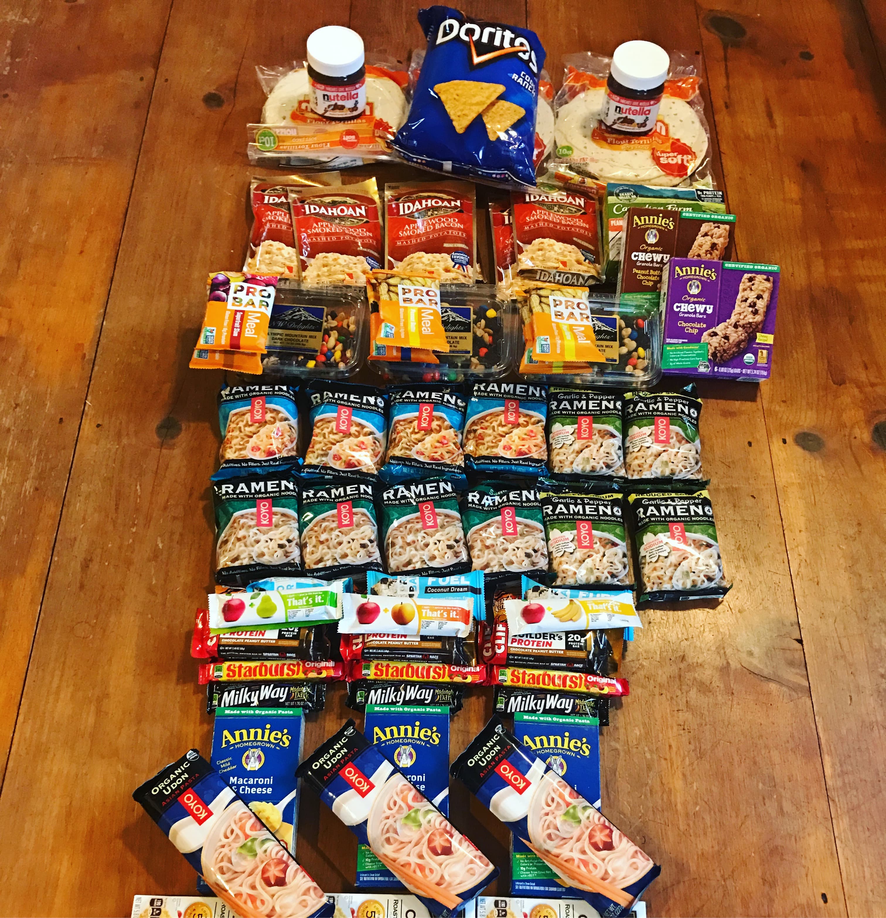 A typical food carry for a 6 day stretch